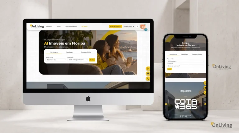Site da OnLiving exibido em monitor e celular
